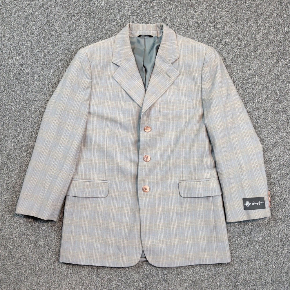 Sean John Y2K Plaid Blazer Jacket 10 Grey Wool Blend Academia Streetwear Hip Hop